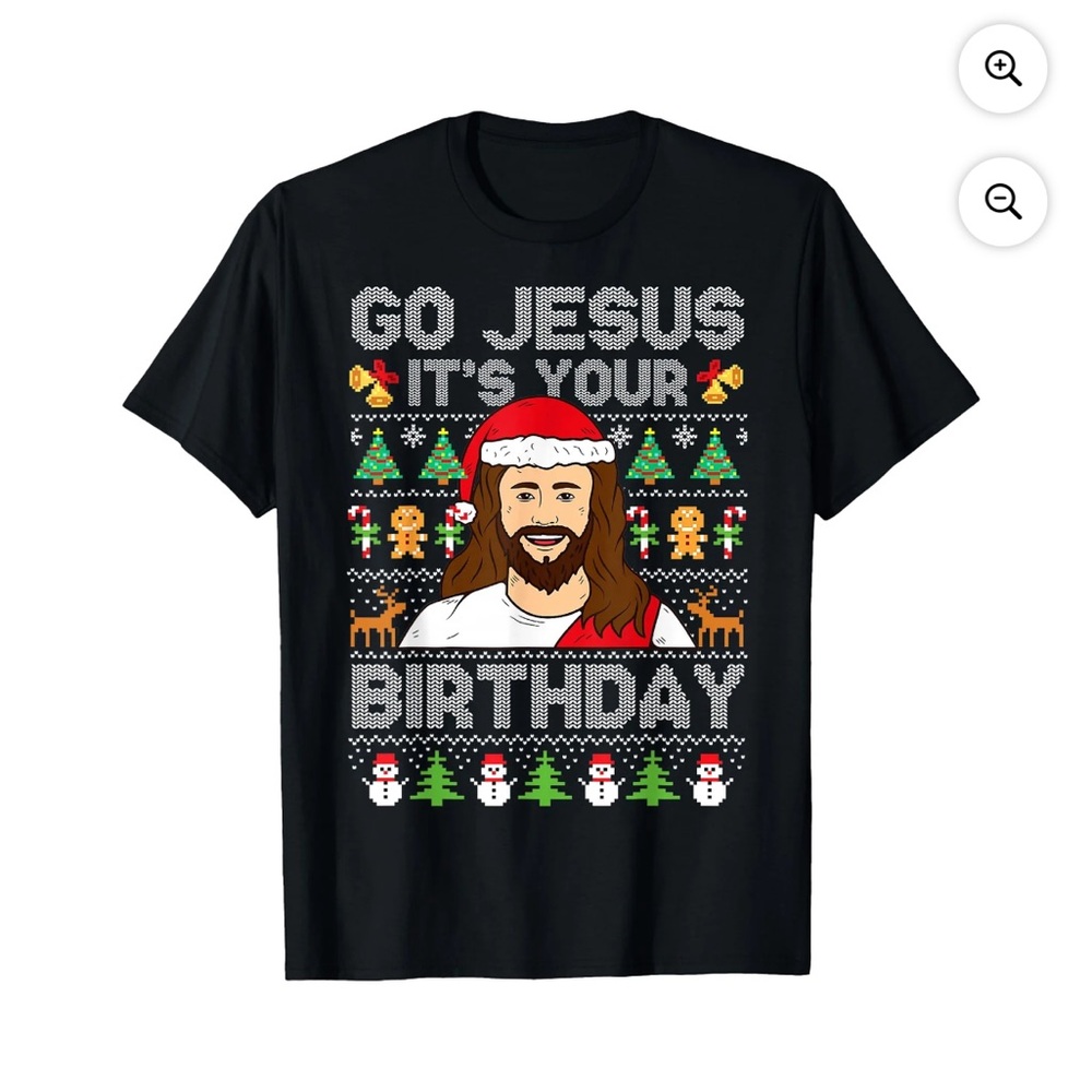Black Christmas T-Shirt - Go Jesus It's Your Birthday Men Size Medium